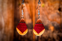 Earrings: Purple Heart, Teak, Bamboo, Birch